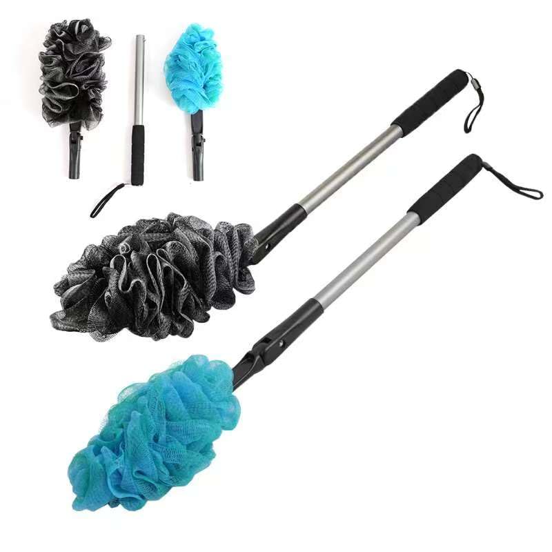 EASACE Back Scrubber for Shower Loofah with Long Handle, Adjustable Head with 1 Replacement Soft Loofa,Scrubber Sponge and Brush for