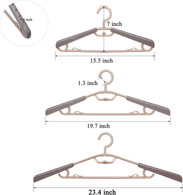 6-Pack Heavy Duty Plastic Extra-Wide Arm 15"-23" Suits Clothes Hangers with Swivel Hooks,Perfect for Coat,Jacket,Dress,Shirt,Trousers or Closet
