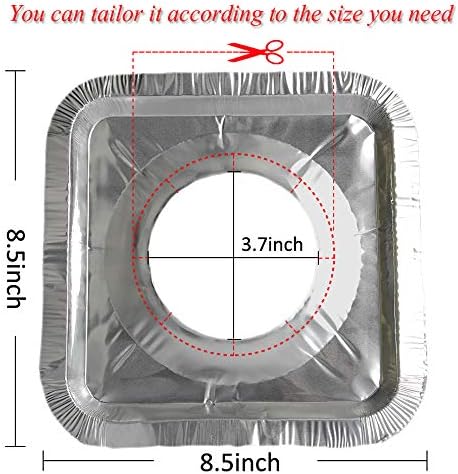 MOACOCK 50 Pack Aluminum Foil Square Stove Burner Covers Disposable Heavy Thick Quality Bib Liners Drip Pans Gas Range Top Protectors 8.5” 1