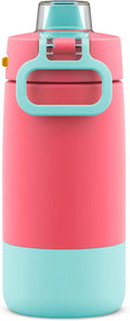 Ello Kids Colby 12oz Stainless Steel Insulated Water Bottle with Straw and Built-In Silicone Coaster Carrying Handle and Leak-Proof Locking Lid