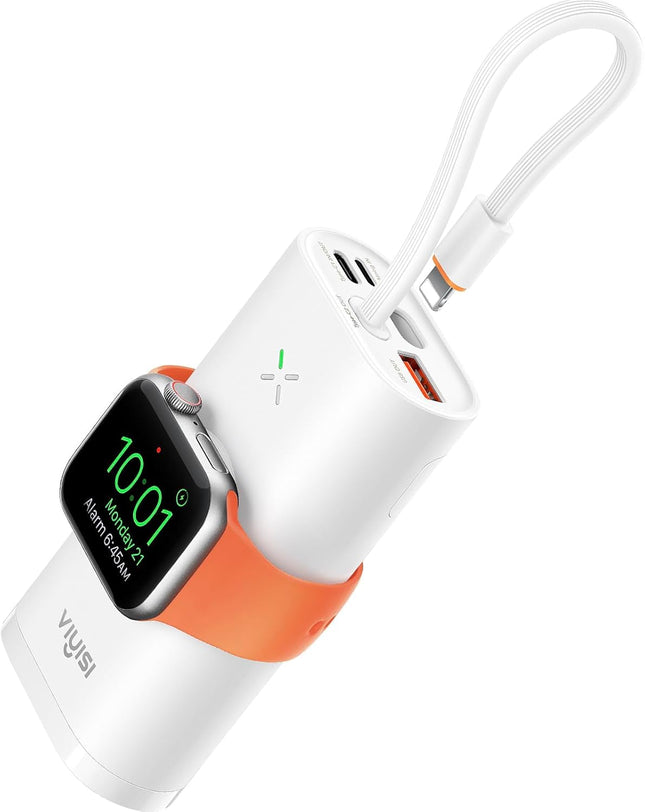 Portable Charger for Iphone & Apple Watch, 10000Mah Power Bank with Built-In Cable, 20W Fast Charging Battery Pack Compa