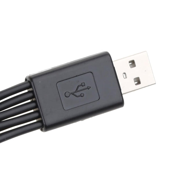 1Pc Black 10 in 1 USB Multi Charger Cables for Mobile Phones USB Charging Cord 20cm/7.87in to Multi Plug Cell Phone Charger Cable 10 in 1 Cable