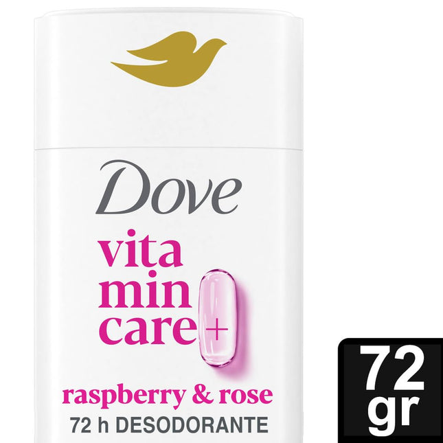 Dove Vitamincare+ Aluminum Free Deodorant Stick for 72H Odor Protection Raspberr