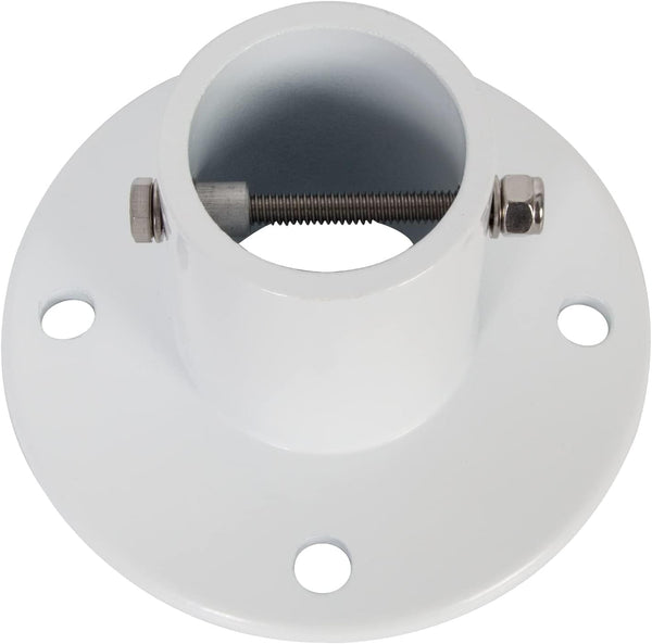HECASA Deck Anchor Flange Cast Above Ground Pool Ladders Handrails or Slide | 1 7/8" Inch Diameter of 1.9" Aluminum White (1Pc)
