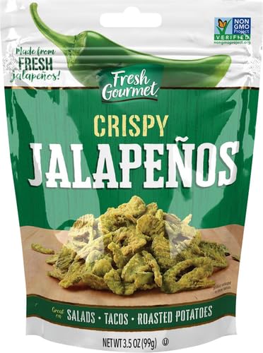 Fresh Gourmet Crispy Lightly Salted Jalapenos | 3.5 Ounce, Pack of 6 | Low Carb | Crunchy Snack and Salad Topper