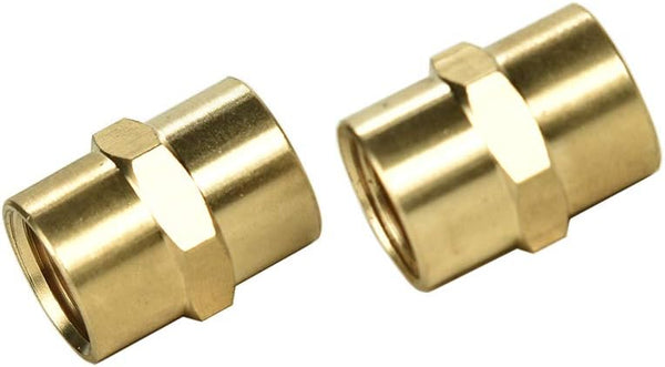 2 Pack 1/4" x 1/4" NPT Coupler, Brass Female Pipe Fitting (1/4" x 1/4" NPT Female, 2) | (1/4" x 1/4" NPT Female, 2)