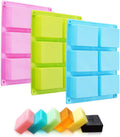 TDHDIKE 3 Pack Silicone Soap Molds(Blue & Pink & Green), 6 Cavities Silicone Baking Mold DIY Handmade Soap Making, Muffin, Loaf, Brownie,