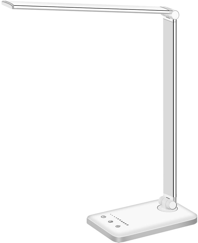 White Crown LED Desk Lamp Dimmable Table Lamp Reading Lamp with USB Charging Por