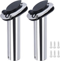 Hoffen 2Pcs Boat Stainless Steel Fishing Rod Holder Flush Mount 15/30/90 Degree with PVC Cap,Inner Tube and Gasket 15 Degree