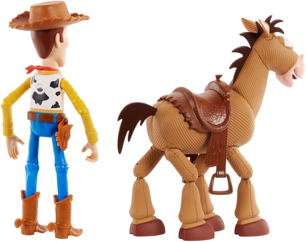 Mattel Disney and Pixar Toy Story Woody & Bullseye 2-Pack, Ages 3+ | Movie-inspired relative scale, Woody + Bullseye poseable figures, 2 pieces,