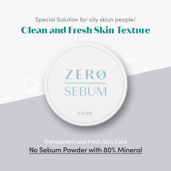 ETUDE Zero Sebum Drying Powder 4G (23AD) | Lightweight Oil Control No Sebum Loose Face Powder with 80% Mineral | Long Lasting for Setting or