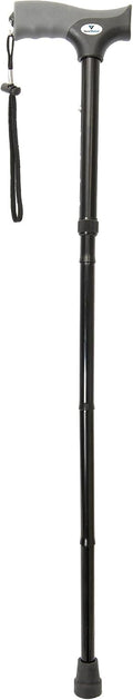 FSA/HSA Eligible, Vaunn Medical Easy Grip Height Adjustable Folding Cane/Walking Stick with Strap/Pouch- Compact, Portable, and Safe Walking