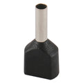 BAOMAIN 100-Pack 16 AWG Twin Wire Ferrules, Black TE1508 Dual Wire Crimp Connectors, Tin-Plated Copper Pin Cord End Terminals for DIN Rail