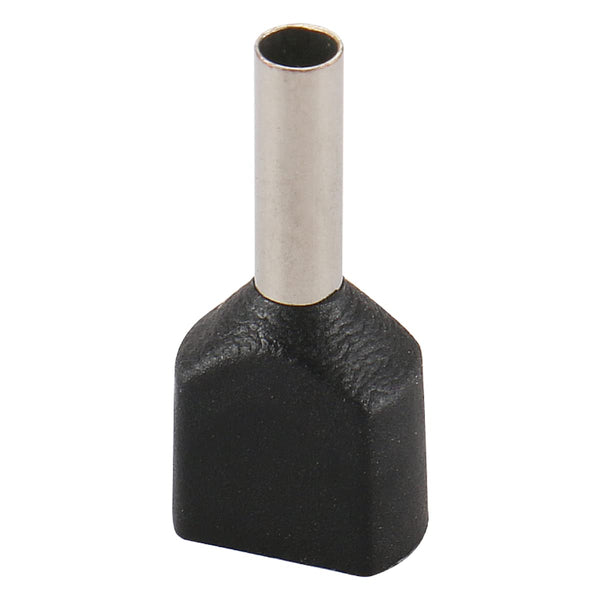 BAOMAIN 100-Pack 16 AWG Twin Wire Ferrules, Black TE1508 Dual Wire Crimp Connectors, Tin-Plated Copper Pin Cord End Terminals for DIN Rail
