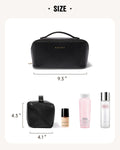 EACHY Travel Makeup Bag, Large Capacity Cosmetic Bag for Women, Waterproof PU Leather, Flat Open Portable Toiletry Bag for Skincare, Brushes &