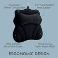 WONDERfoam Thick Padded Ergonomic Bath Pillow for Tub, Bathtub Headrest Neck and Back Support, Strong Suction Cups, Machine Washable Breathable