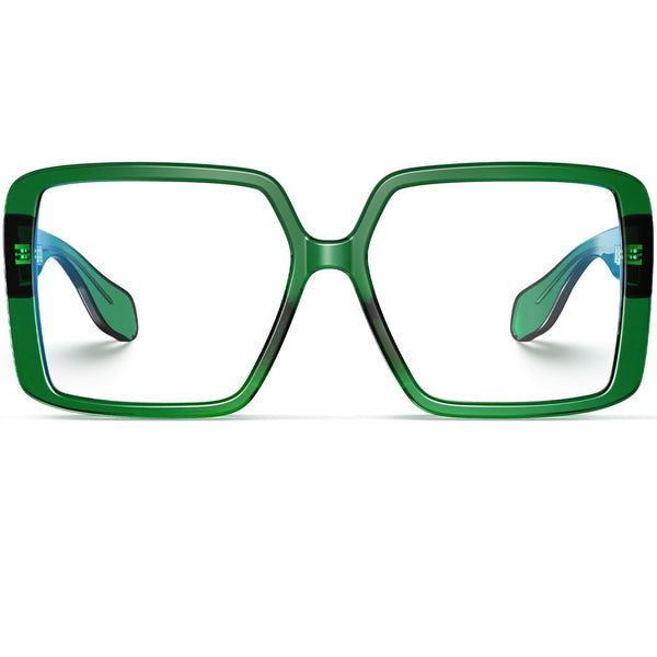 VISOONE Oversized Chunky Blue Light Blocking Glasses for women Harvard Emerald Green Large