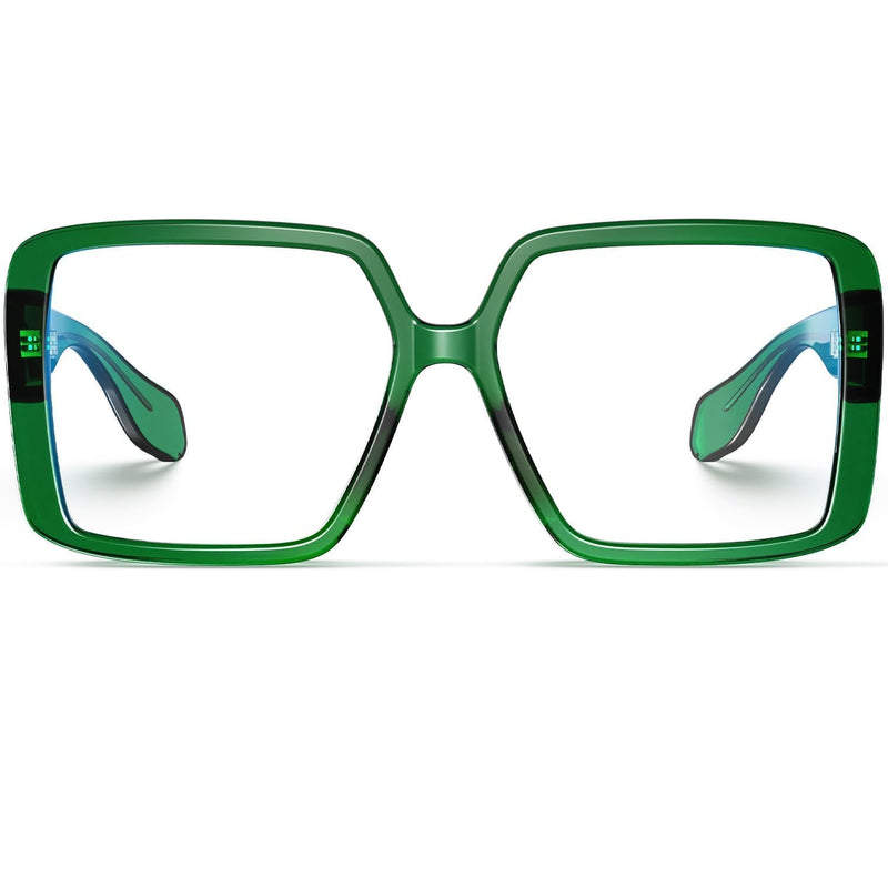 VISOONE Oversized Chunky Blue Light Blocking Glasses for women Harvard Emerald Green Large