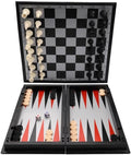 KAILE 13" Magnetic Chess Sets, 3 in 1 Travel Chess Checkers Backgammon Set with Folding Case