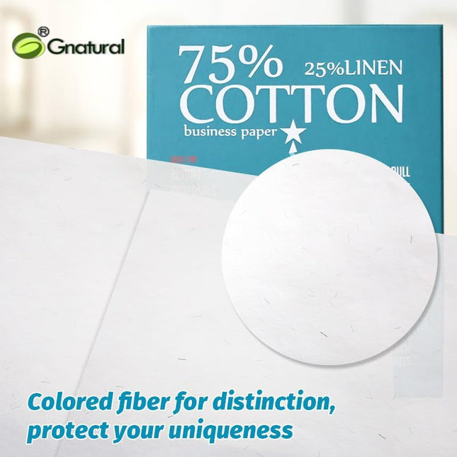 75% Cotton 25% Linen Paper, 85Gsm Inkjet Printing Paper, 8.5"X11" White Color Resume Paper,100 Sheets Won'T Get Wet Cott