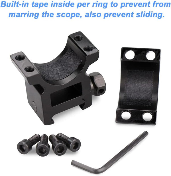 Scope Rings, Rifle Scope Mount High Profile Scope Mounts for Picatinny Rail (1 Inch, Set of 2)