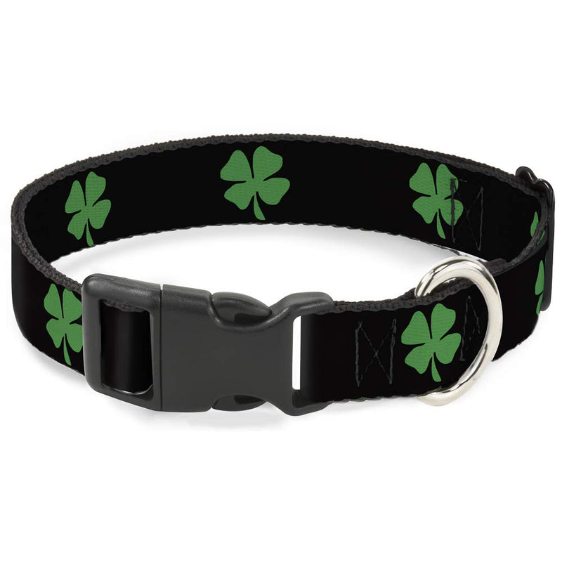 Buckle-Down 6-9" St. Pat'S Black/Green Plastic Clip Collar, Narrow Small 1/2" Wide - Fits 6-9" Neck - Small