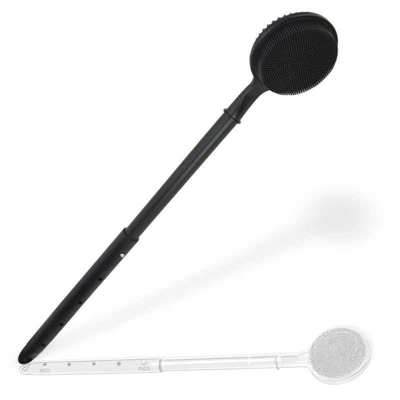 OZNER 24 Inches Silicone Back Scrubber for Shower - Extendable Long Handle Shower Brush with Dual-Sided Bristles - Exfoliating Body Scrubber for