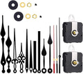 2 Pieces Silent Clock Movement Mechanism Long and Short Shaft with 6 Different Pairs of Hands DIY Clock Repair Parts Motor Replacemen Black