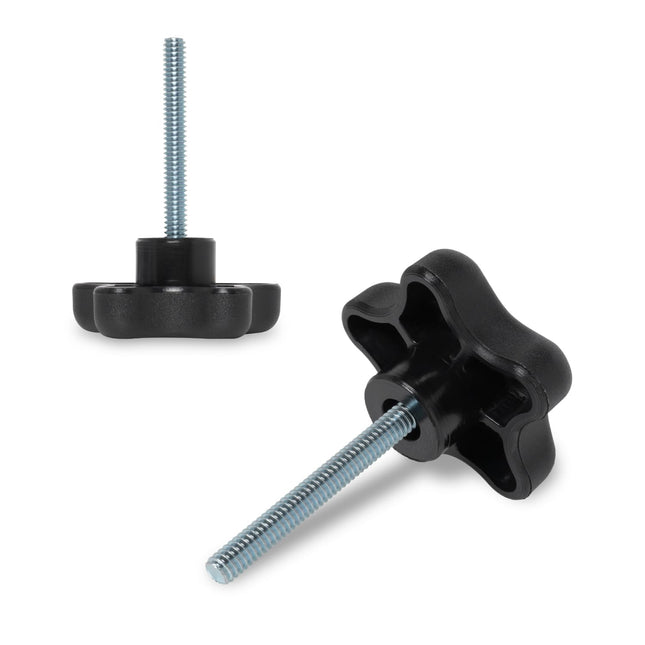 POWERTEC 5 Pack 1/4"-20 5 Star Knobs with 2" Threaded Stud, Thumb Screw Knobs wi