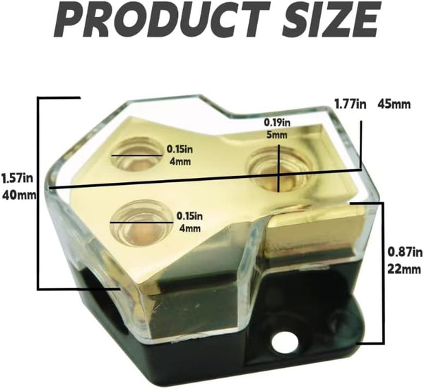 KCT 0/2/4 Gauge in 4/8 Gauge Out 2 Way Amp Power Distribution Block for Car Audio Splitter