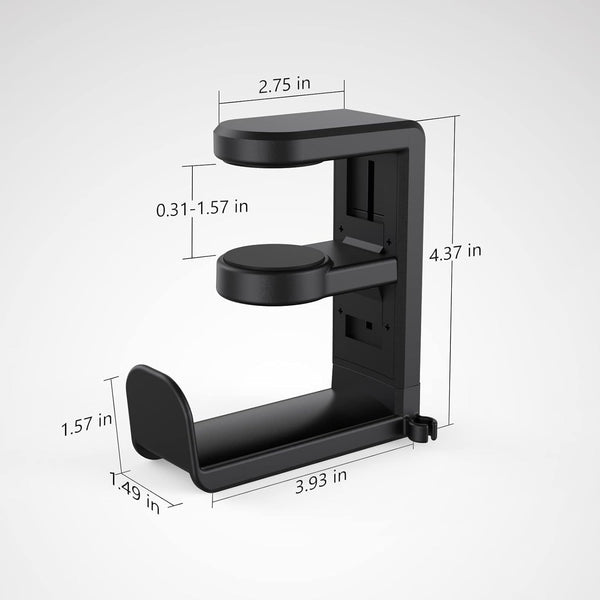 EURPMASK Rotating Headphone Stand - PC Gaming Headset Holder, Adjustable Clamp-on Under Desk Hanger With 360 Degree Swivel & Cable Clip Organizer