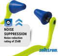 Sellstrom Reusable Banded Earplugs for Work - Work Safety Hearing Protection - 25dB - Hi-Vis Green/Blue Banded Earplug 1 pair (Pack of 1)