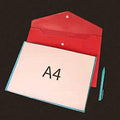 Poly Envelope 12 Pcs Document Envelopes with Snap Button Quality Clear Document Folder for A4 Size (Red)