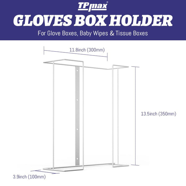 XL Gloves Box Holder,Wire Rack Dispenser for Gloves - Tissues Paper Towels Organizer - Mounting Accessories Included - Holds up to 3 Boxes -
