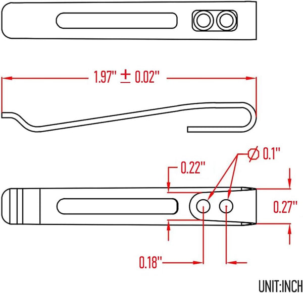 CIVIVI Deep Carry Pocket Clip for Knives,Recessed Screw Hole Design, NO Screws Included CA-05B (Plain)
