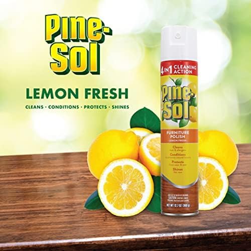 Pine-Sol Furniture Polish, Lemon Scent - Wood Furniture Spray Gives You a Powerful Clean You Can Trust , 12.7 Ounces - 6 Pack