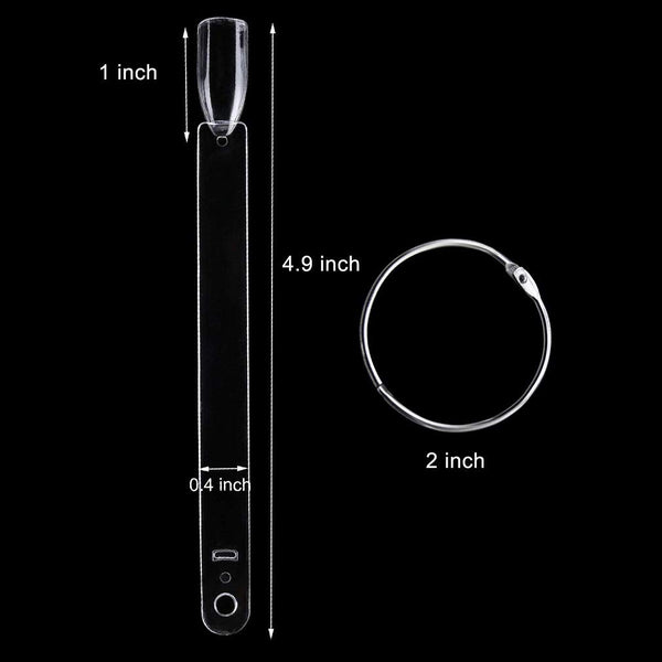 150 Pcs Clear Nail Swatch Sticks with Ring, Fan Shape Nail Art Polish Display Tips, False Nail Sample Sticks, Nail Practice Color Display,