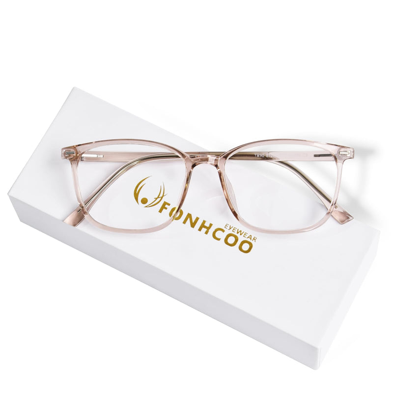 FONHCOO Blue Light Blocking Glasses Women Men TR90 Fashion Frame Computer Blue Light Glasses Crystal Brown