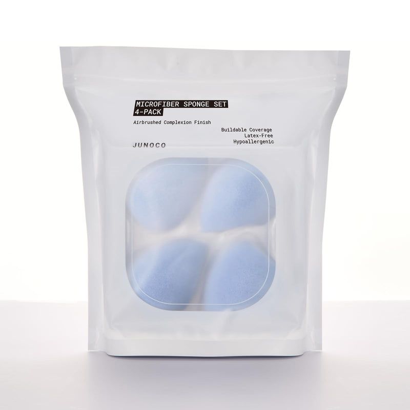JUNO & Co. Microfiber Makeup Sponge Set 4-Pack, Dual Layer Technology and Airbrushed Complexion Finish, Makeup Blender for Foundation, Powder and