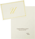 Pipilo Press Envelope Set - 4 x 6 in Ivory, Letter U Monogram, Pack of 24 - Personalized Gold Foil Note Cards & Matching Envelopes - 250 GSM Paper