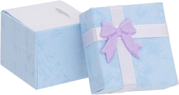 Juvale Ring Boxes Bulk Set - 24-Pack Multi-Color Square Cardboard, 1.6 x 1.2 x 1.6 In - Mini Gift Box with Lid & Bow for Rings & Jewelry 24 Count