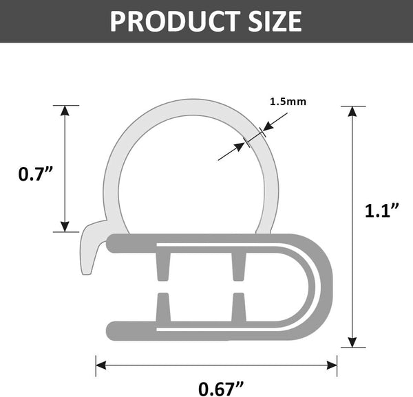 DGSL Car Weather Stripping, 20Ft Automotive Door Seal Strip with Side Bulb Rubber Seal for Cars, Boats, Trucks, RVs