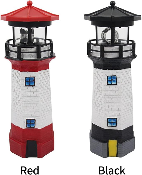 Solar Lighthouse Outdoor Solar Rotating LED Lighthouse Light Waterproof Lighthouse Statue Decorative LED Rotating Lamp for Garden Landscape