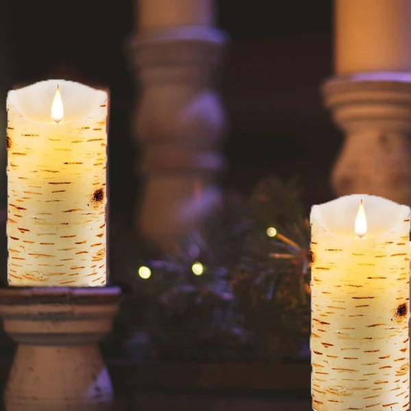 Flameless Battery Operated LED Candles 3D Wick With10Key Button Remote Control 24-Hour Timer Set of 2 Electric Flickering Pillar Real Waxï¼Wedding,