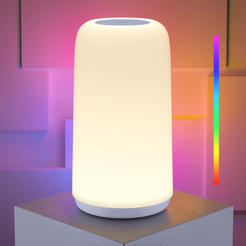 Touch Bedside Table LED Lamp, [Sleek Design & RGB Mode] Multi-Color Dimmable with Warm White Lights, Birthday Gifts for Women Mom, Smart