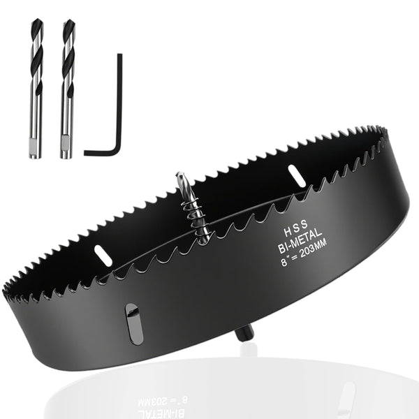 Hole Saw 8-inch Metal Hole Saw Kit Set Bi-Metal Hole Cutter Drill Bit with Sharp Teeth for Drilling Holes in Wood, Plastic, Drywall, PVC Boards 8"