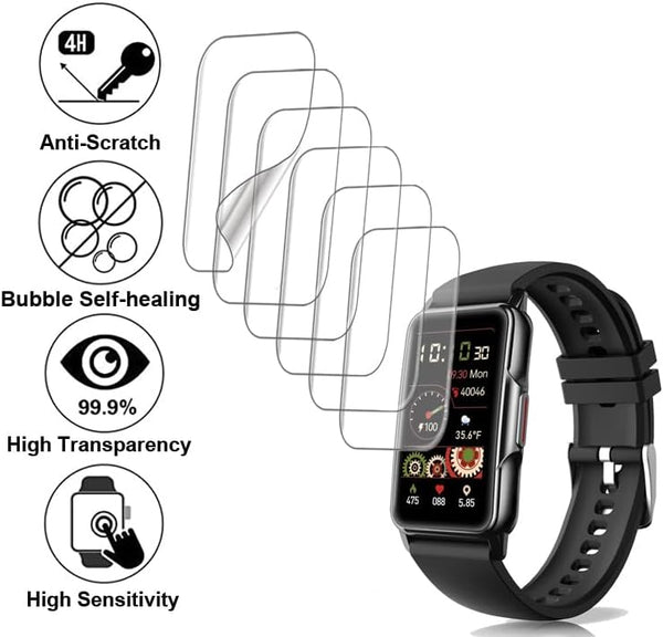 Screen Protector Compatible with Bestinn 1.47" and Mindrose H80 1.47Ã¢ÂÂ Smartwatch, Soft TPU, 6 Pieces, Bubble Self-Healing