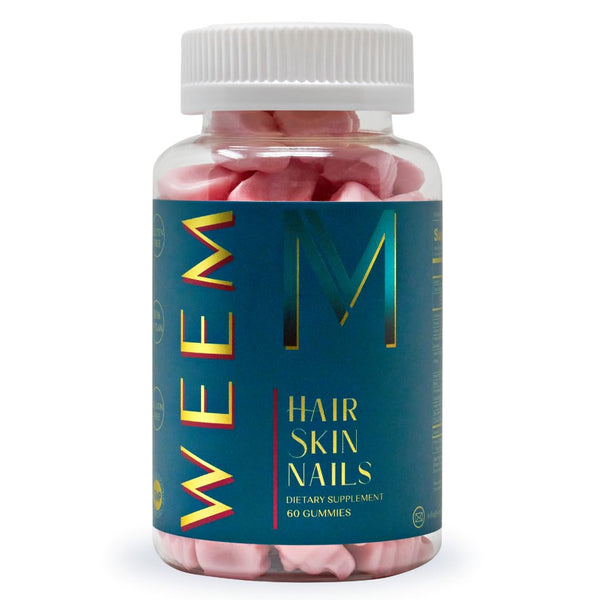 WEEM Hair Skin and Nails Gummies - Supports Healthy Hair - Vegan Biotin Vitamins for Women & Men Supports Faster Hair Growth, Stronger Nails,