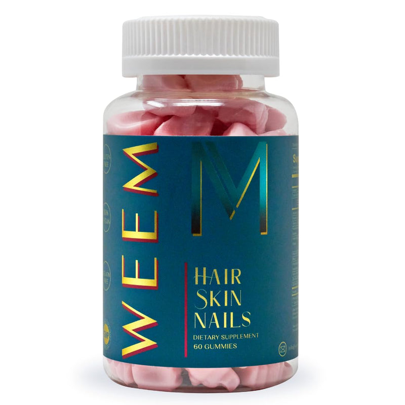 WEEM Hair Skin and Nails Gummies - Supports Healthy Hair - Vegan Biotin Vitamins for Women & Men Supports Faster Hair Growth, Stronger Nails,