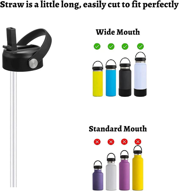 Hydro Flask Replacement Straws Wide Mouth, 6 Pack with 2 Brushes 9.5 Inch 6 Pack - 9.5 Inch
